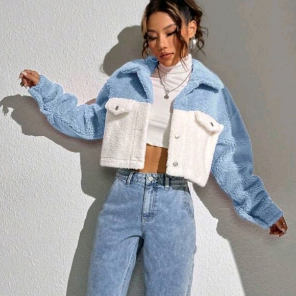 Stylish Blue and White Women's Jacket - Picture 3 of 5